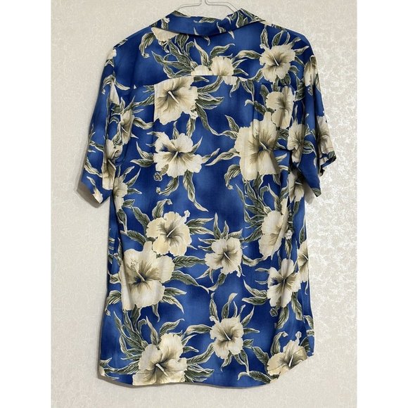 Hula Hula VTG Hawaiian Camp Shirt Blue Tropical Floral Button Up Short Sleeve S - Picture 3 of 5